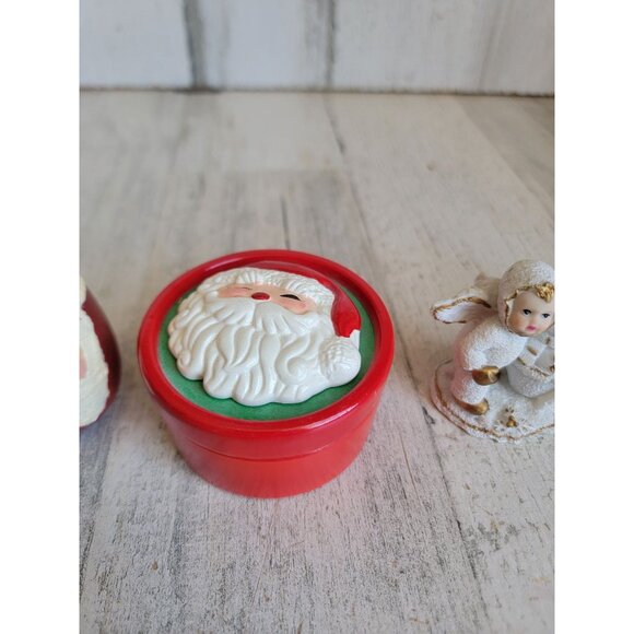Vintage Santa Claus angel figure trinket box home decor figure set - Picture 3 of 8